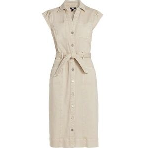 PAIGE Jaxsyn Tie-Waist Midi Dress size 0 Vintage Warm Sand